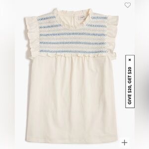 Ruffle sleeve smocked top